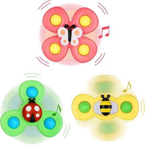 3pcs Suction Cup Spinner Toy for Baby 12-18 Months Baby Travel Fidget Sensory Toys for Toddlers 1-3 Bath Toys for 2 Year Old First Birthday Gifts ...