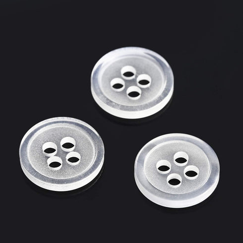 dophee 100pcs Plastic White Buttons for Crafts, 4 Holes Round Clear Sewing Buttons for Clothing Shirt Jeans Clothes DIY and Holiday Decoration - 1...