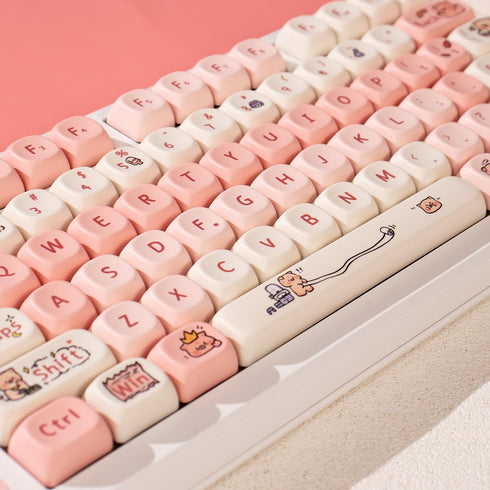 Pink Keycaps PBT MOA Profile Cute Pig Custom Keyboard Keycaps DYE-SUB 131 Keys Set for Cherry MX Switches Alice Mechanical Keyboard...