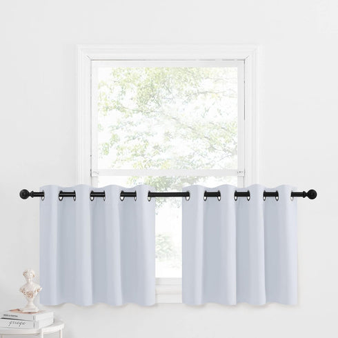 NICETOWN Greyish White Tiers Kitchen Curtains - Room Darkening Energy Efficient Kitchen Grommet-Top Curtain Panels for Short Basement Window (1 Pa...
