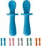 TalkTools ITSY Tiny Silicone Spoons – Twin Pack Soft Silicone Self-Feeding Training Spoons for Kids & Toddlers, Anti-Choking Flange Guard and Non-...