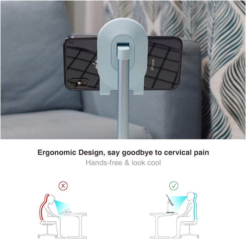 Bright Stone Phone Stand for Desk, Adjustable Cell Phone Holder for Desk, Compatible with 4"-12.9" Phones/Tablet/iPhone/iPad/Switch (Blue)...