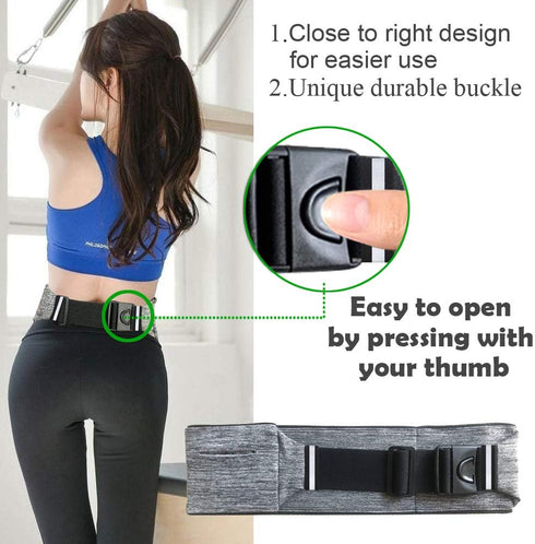Running Belt Fanny Pack, Adjustable Waist Pack Reflective Fitness Workout Belt Fits with 3 Pouches for All Mobile Phones?Fitness Workout Belt in R...