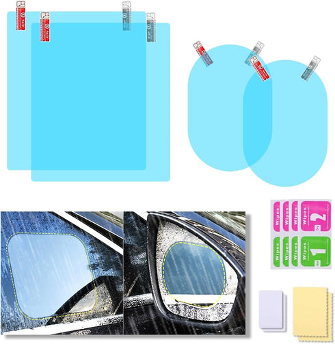 4PCS Car Rearview Mirror Film, Waterproof Film Side Mirror Rainproof Film HD Nano Coating Transparent Car Film, Safe Driving Protective Sticker Fi...