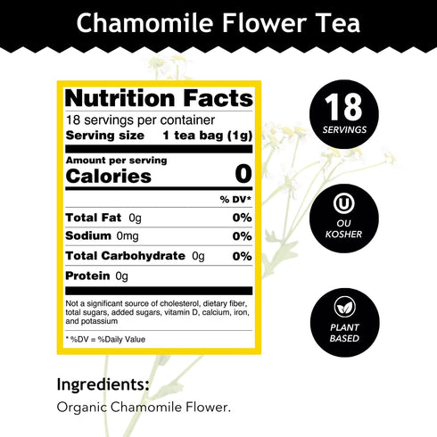 Buddha Teas - Organic Chamomile Flower Tea - Herbal Tea - For Health & Wellbeing - With Antioxidants & Minerals - Clean Ingredients - Caffeine Fre...