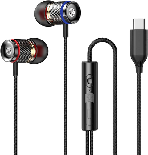 USB C Headphones, Earphones with Microphone,Type C Stereo Sound Headphones Wired in-Ear Earbuds for Samsung Galaxy S22 S21 FE OnePlus 10 9 Pro Goo...