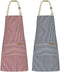 NLUS 2 Pack Kitchen Cooking Aprons, Adjustable Bib Soft Chef Apron with 2 Pockets for Men Women (Blue Pinstripes/Pink Pinstripes)...