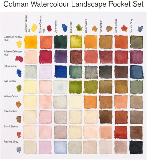 Winsor & Newton Cotman Watercolor Paint Set, 8 Half Pan, Landscape Colors w/ Brush...