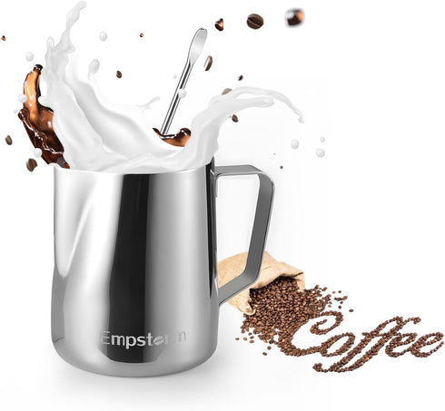 Milk Frothing Pitcher Jug Coffee Spoons Frother Steamer Cup Foam Making-Suitable for Espresso- Hot Chocolate-Stainless Steel 350ml(12oz) - Coffee ...