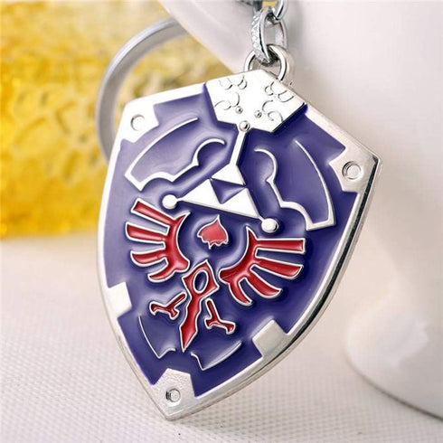 DeltaHalo | Link Shield Keychain Legend of Zelda Keyring |"Thin-Tin" Super Light Weight Metal Keychain (Blue), Small...