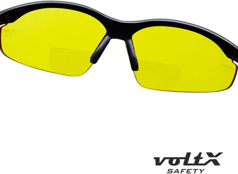 voltX 'CONSTRUCTOR' BIFOCAL Reading Safety Glasses (YELLOW +1.5 Dioptre) ANSI Z87.1+ & CE EN166F, certified/Cycling Sports Glasses includes safety...
