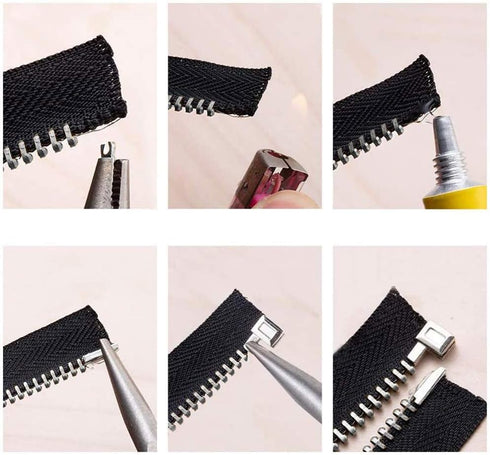 PH PandaHall 12 Sets Metal Zipper Latch Slider Retainer 3 Color #3#5#8#10 Insertion Pin Zipper Bottom Zipper Stopper for Metal Zipper Repair Zip S...
