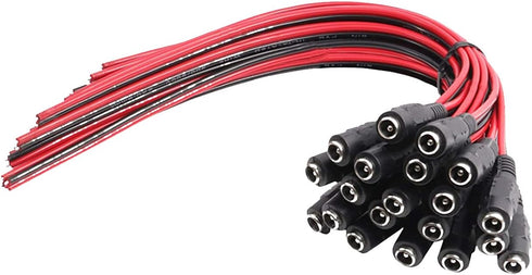 (Real 18AWG 43x2pcs Wires) 20pcs Female DC Power Pigtail Cable, 12V 5A DC Connectors for CCTV Security Camera and Lighting Power Adapter by MILAPE...