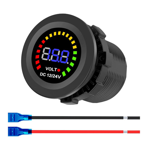 IZTOSS 12 V-24 V Universal LED Display Digital Voltmeter Measure Voltage 7-28 V with Low Voltage Alarm Car Motorcycle Auto Truck...