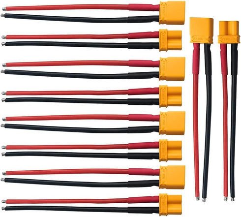 5Pairs XT30 Plug Male Female Connector with 100mm 16AWG Silicone Wire for RC LiPo Battery FPV Drone...