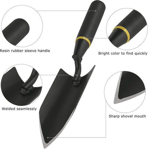 Garden Trowel Gardening Hand Tool Heavy Duty Carbon Steel Garden Hand Shovel Planting Tool with Bend-Proof Rubber for Digging Planting, Transplant...