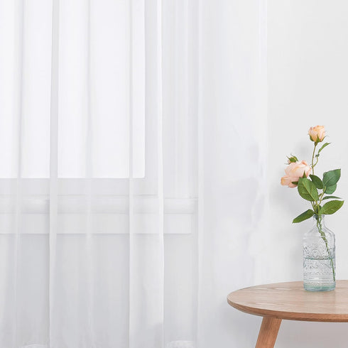 NICETOWN White Sheer Curtains 63 inch Length for Bedroom, Rod Pocket Translucent Voile Sheer Airy & Breathable Curtain Panels for Flat/Apartment, ...