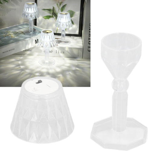 Walfront Crystal Table Lamp, Bedside Lamp Bedside Bed Night Light Plastic Pretty Effects for Bedroom Home(Pure White)...