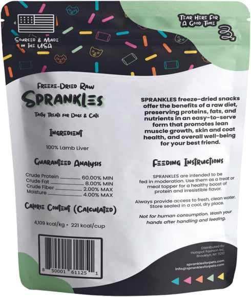 Freeze Dried Lamb Liver Treats for Cats & Dogs - Single Ingredient All Natural Grain-Free, High Protein, Made in USA - Perfect for Training, Toppe...