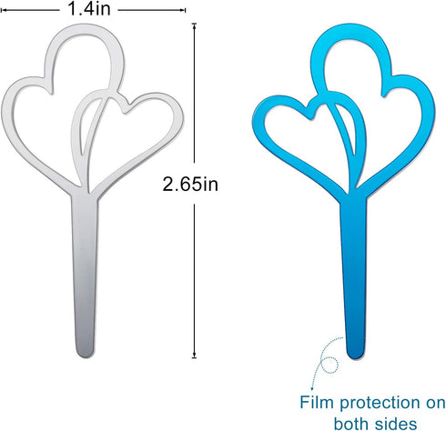48 Pieces Silver Heart Cupcake Toppers Double Heart Cupcake Picks Love Cake Decorations Engagement Toothpicks for Bridal Shower Wedding Anniversar...