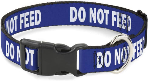 Dog Collar Plastic Clip Pet Quote Do Not Feed Navy White 8 to 12 Inches 0.5 Inch Wide...