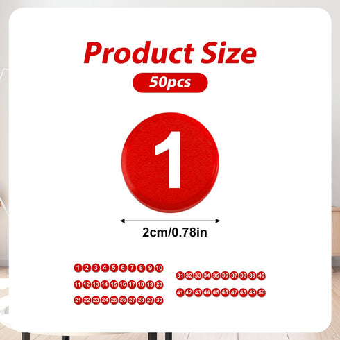 50pcs 1-50 Magnetic Numbers, Magnets with Numbers Round Number Refrigerator Magnets Number Magnets for Whiteboard Dry Erase Boards Home Classroom ...