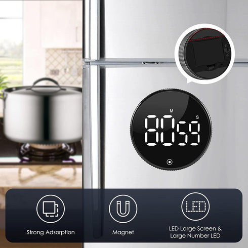 Digital Kitchen Timers for Cooking, Magnetic Visual Timer with Loud Ring & LED Display for Seniors Kids, Countdown Countup Timer for Classroom Bak...