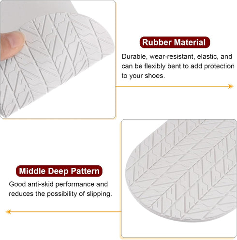 1Pair Shoe Bottom Full Sole Replacement 3.7mm Thickness Rubber Repair Non-Slip for Flat Shoe, White...