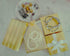 RJ Displays 6 Pack Gold Foil Paper Cotton Filled Lidded Jewelry Gift Box Necklace, Belt Buckle, Pendant, Brooch, Bracelet, Bangle, anklet Size- 7"...