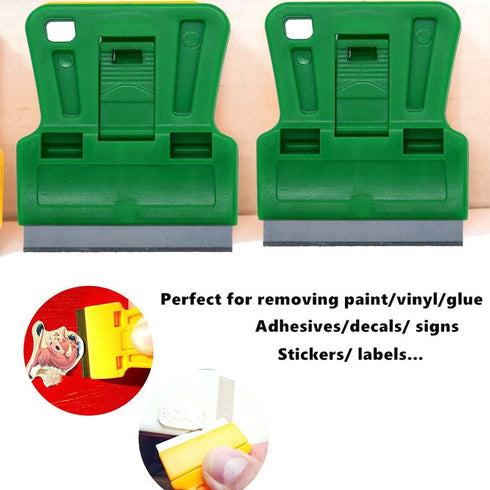 1.5 inches High Visibility Mini Razor Blade Scraper Glass Scraper Green Paint Window Scraper With 5 Metal Scraper Razor Blades 5 Dual Plastic Doub...