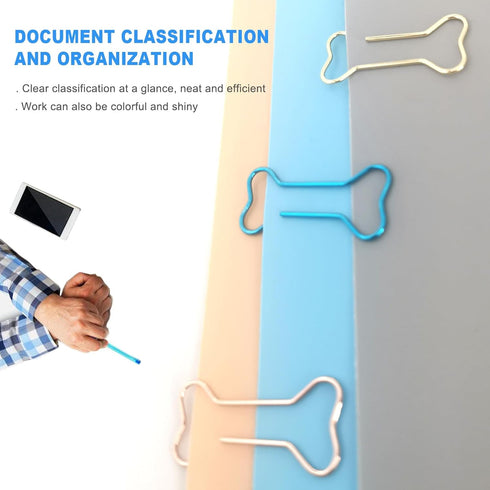 Paper Clips, 90 Pcs Cute Dog Bone Shaped Paper Clips, Fun Metal Office Supplies, School Gift, DIY Personalized Decoration, 3 Independent Bagged (G...