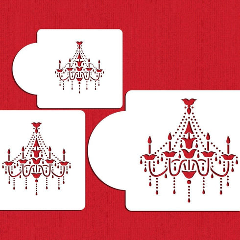 Designer Stencils Chandelier Stencil Set Cake and Cookie Stencils, Beige/Semi-Transparent, 2.5", 3.5", 5"...