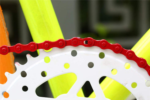 ZONKIE Single-Speed Bicycle Chain 1/2 x 1/8 Inch 116 Links (Red, 1/2" ×1/8" 116 links)...