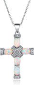 Barzel Rose Gold & White Gold Plated Created Opal Cross Chain With Pendant...