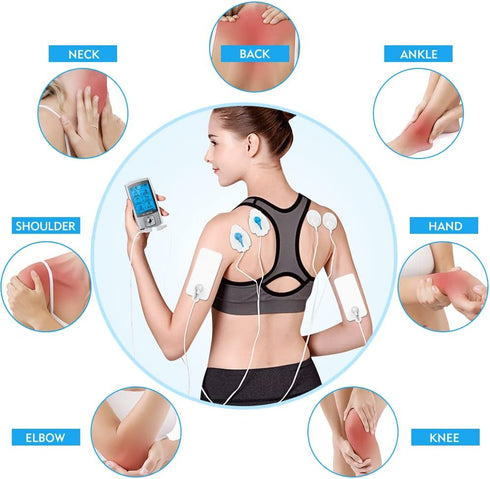 24 Modes Tens Unit Muscle Stimulator, Rechargeable Tens Machine with 8 Electrode Pads (American Gel), Electric Pulse Massager for Pain Relief Ther...