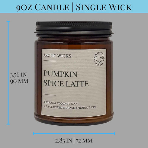 Pumpkin Spice Latte Candles | Arctic Wicks Scented Candles Coconut & Beeswax Candles | 9oz Amber Non-Toxic Candle Fall Decor Candles Gifts Pumpkin...