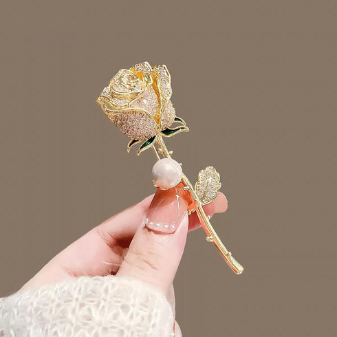 Luxury Shiny Zircon Flower Brooches - Elegant Imitation Pearl Plant Floral Pin for Scarf Dress Clothes Hat Accessories, Gifts for Women...