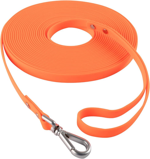 Dog Training Long Leash Waterproof Long Line Heavy Duty Outdoor Recall Lead 10ft 15ft 20ft 30ft 50ft for Small Medium Large Dog (15FT, Orange)...