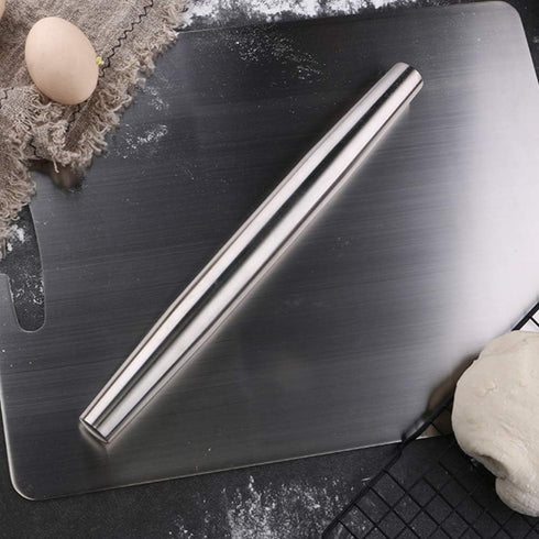 Smooth Stainless Steel Rolling Pin for Baking Fondant, Pizza, Pie, Pastry, Pasta, Dough, Cookies (12.8in)...