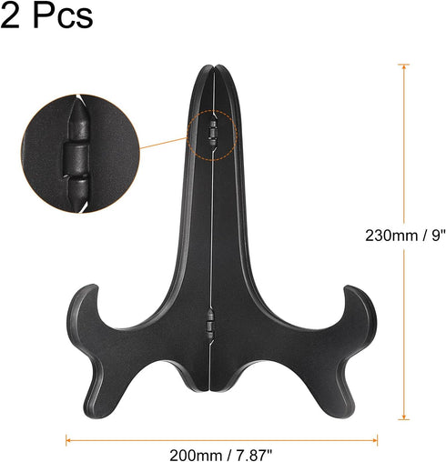 uxcell 2pcs 9" Easel Plate Holder, Wood-like Plastic Folding Display Stand Black for Decorative Picture Frame...