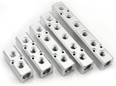 3 Way Pneumatic Manifold Air Distribution Block, G1/2 Supply Port, G1/4-Inch Output Port, Aluminum Alloy...