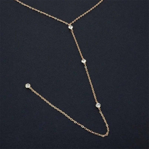 Wedding Crystal Backdrop Necklace Gold CZ Y Lariat Necklace Chain Long Rhinestone Y Necklace Bridal Back Necklace Body Jewelry for Women (Gold B)...