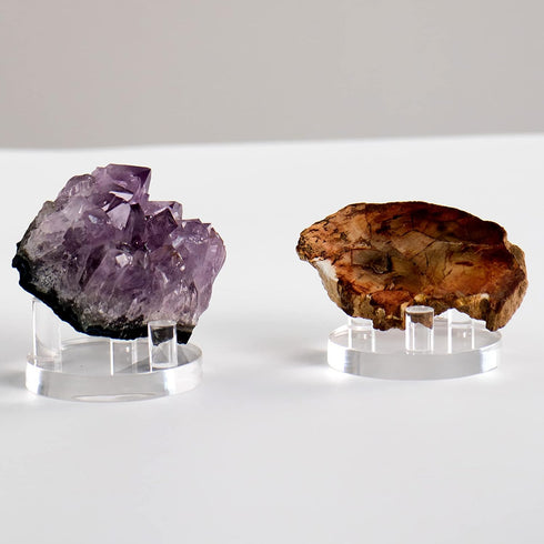 Clear Acrylic Rocks Display Stand, 1.9Inch Three-Peg Round Acrylic Display Easels Holders for Gemstone Agate Slices Crystals Painted Rocks Mineral...