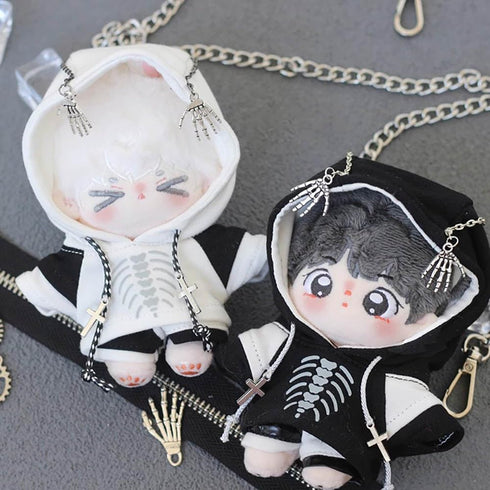 niannyyhouse 10cm Plush Doll Clothes Hoodie Color Blocked Pants Black and White Outfit Doll Accessories (Black)...