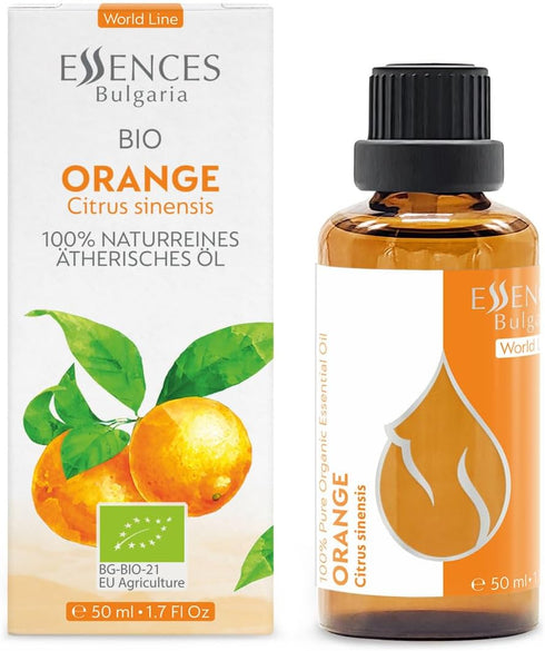 Essences Bulgaria Organic Orange Essential Oil 1.7 Fl Oz 50ml Citrus sinensis - 100% Pure and Natural Undiluted Therapeutic Grade Home Aromatherap...