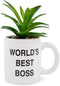 Silver Buffalo The Office World's Best Boss Decorative Artificial Faux Greenery Plant in Ceramic...