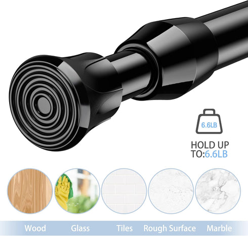 AIZESI Spring Tension Curtain Rods Short Tension Rod (Black,27" to 37"-2Pcs)...