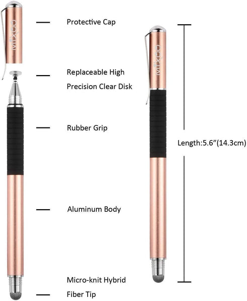 Mixoo Capacitive Stylus Pen, Disc & Fiber Tip 2 in 1 Series, High Sensitivity and Precision, Universal for ipad, iPhone, Tablets and Other Touch S...