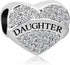 Heart Love Mom Dad Sister Grandma Auntie Daunghter Charm with Sparkling Clear Cubic Zirconia Compatible with Pandora Charms Bracelets...