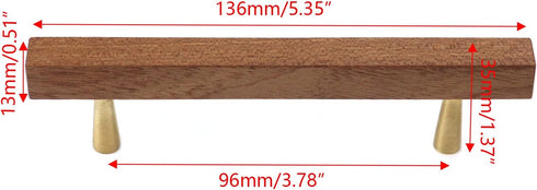 Semetall 4Pcs Wood Cabinet Pulls,3.78" Hole Center Cabinet Pulls,Wooden Handles for Dresser Drawers,Cabinets,Kitchen,Wardrobe...